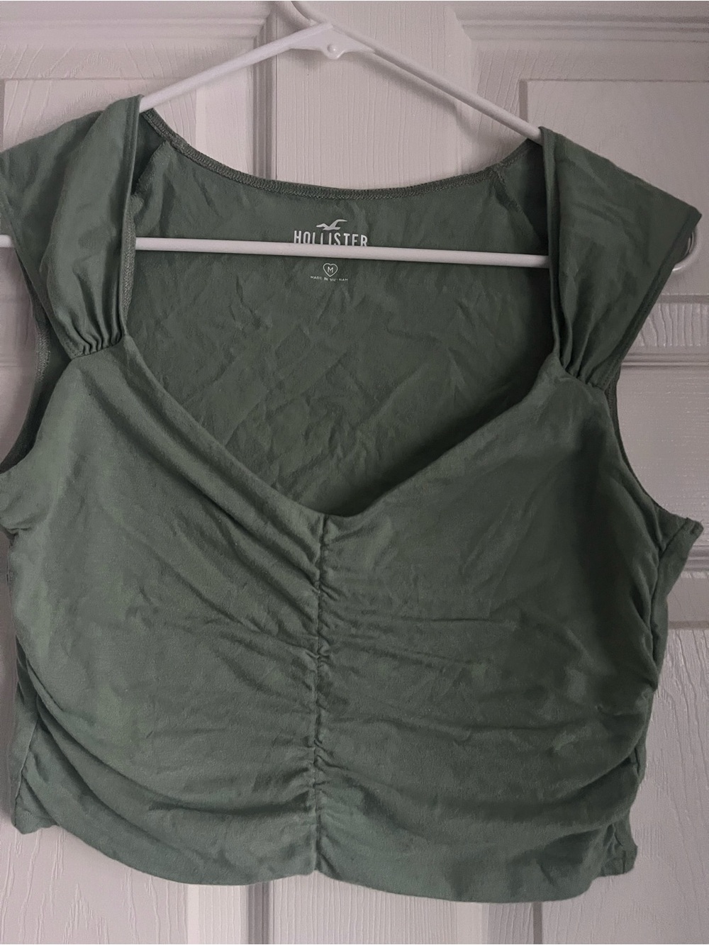 Hollister Sage Green Gathered V-Neck Tank
